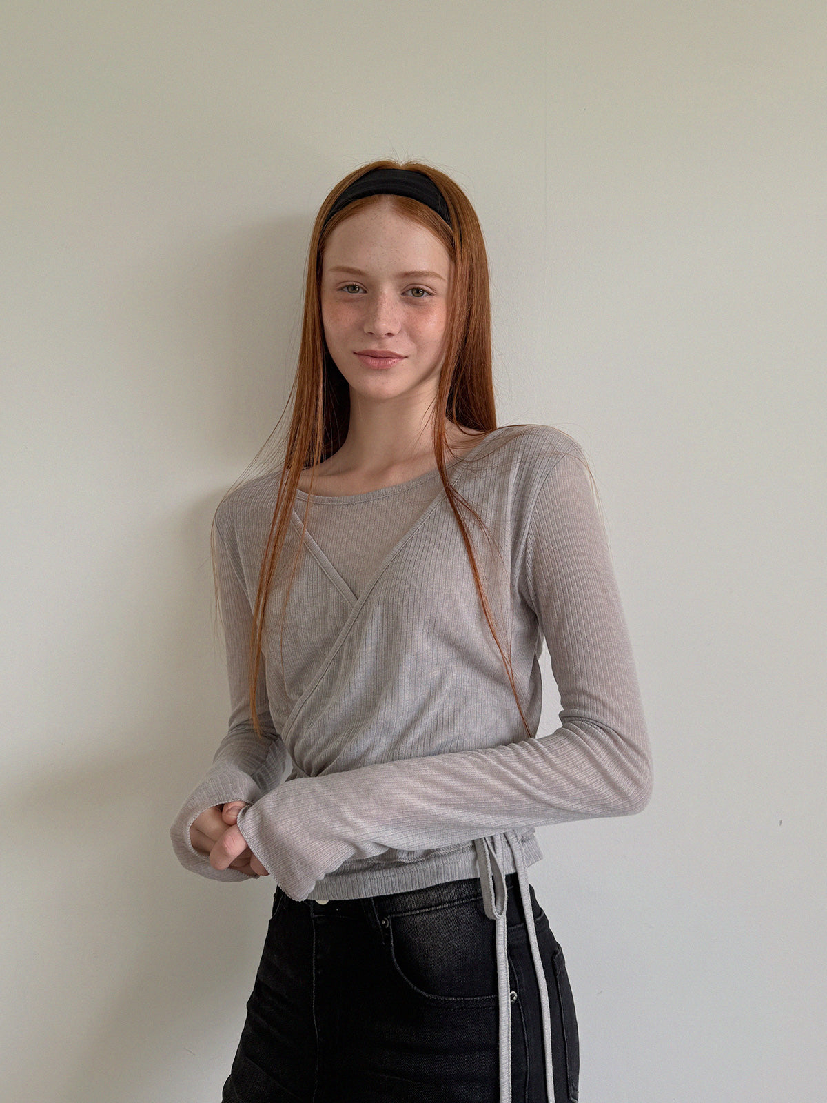 Eren Layered Wrap Long Sleeve T-Shirt