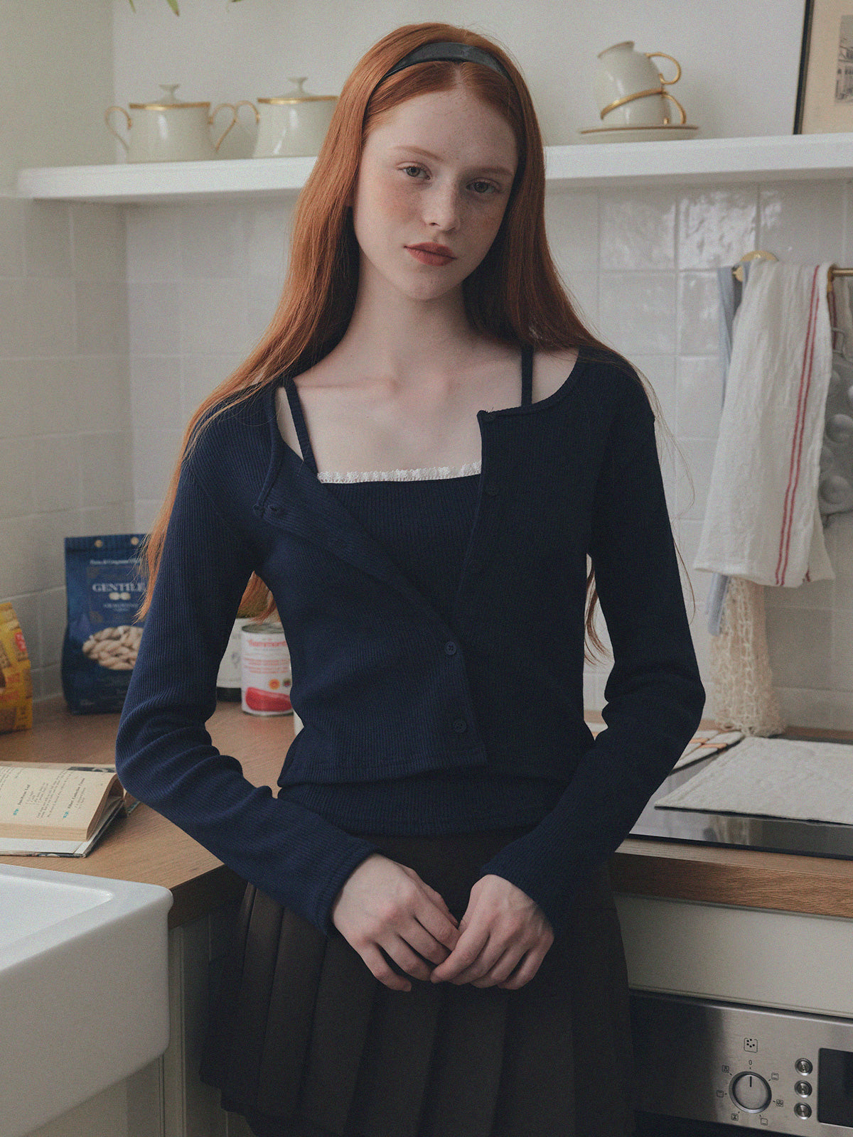 [TWEE] Bellit Lace Sleeveless Top & Cardigan Set-0