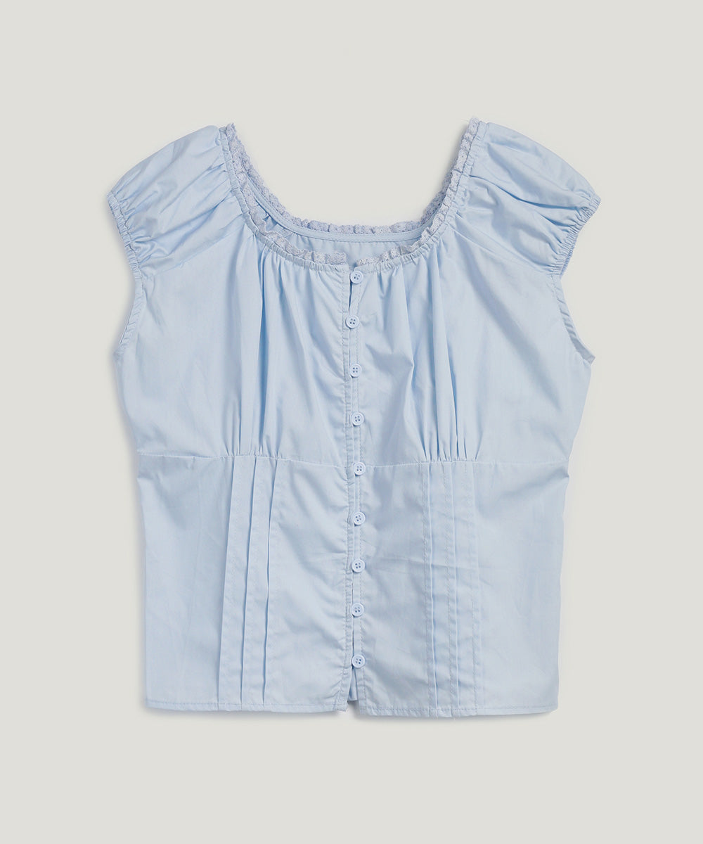 Slan Lace Pintuck Button Blouse
