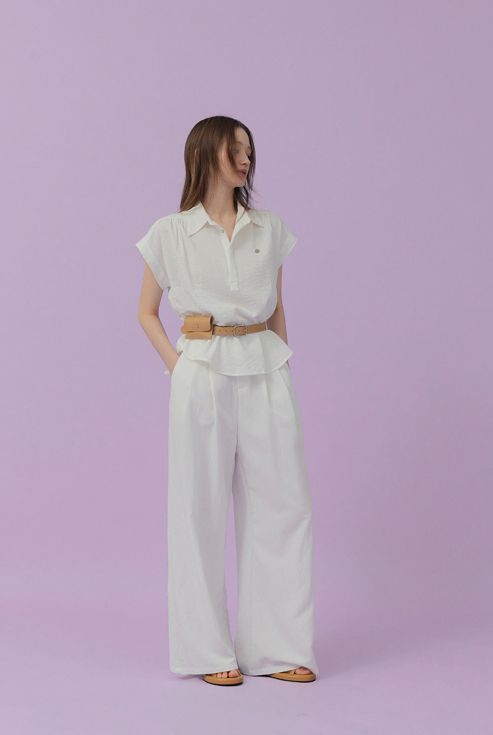 Unt Pin-Tuck Collar Overfit Shirt