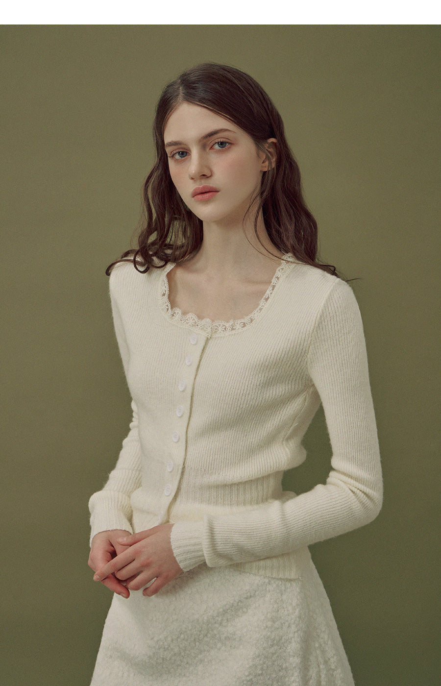 Beylin Lace-Accent Wool Knit Cardigan