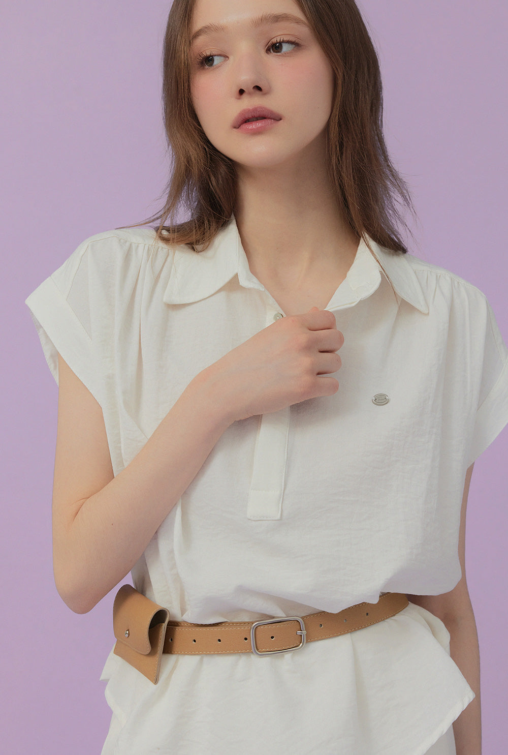 Unt Pin-Tuck Collar Overfit Shirt