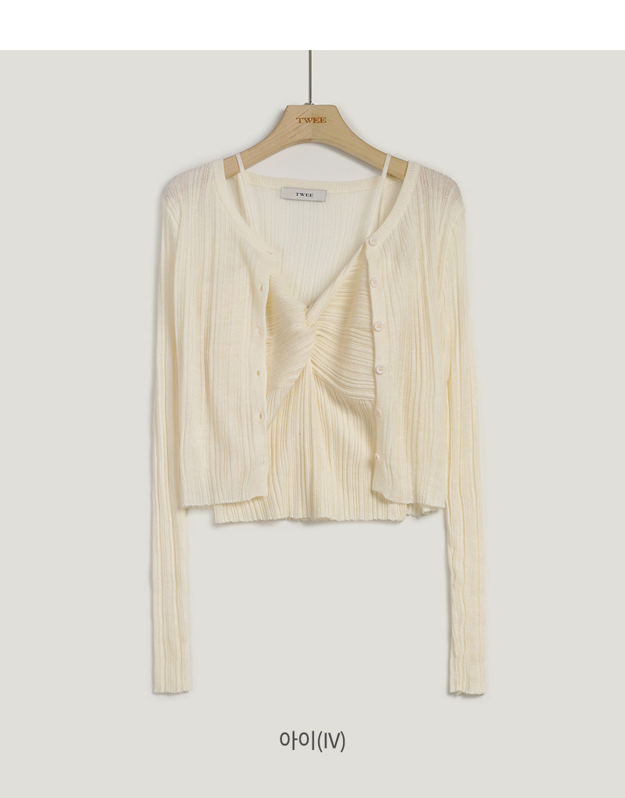 Muton Twist Sleeveless & Cardigan Set
