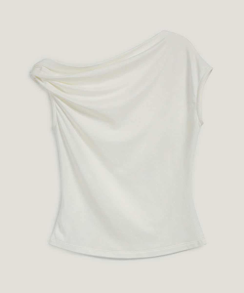 Mete Twisted Asymmetrical Off-Shoulder T-Shirt