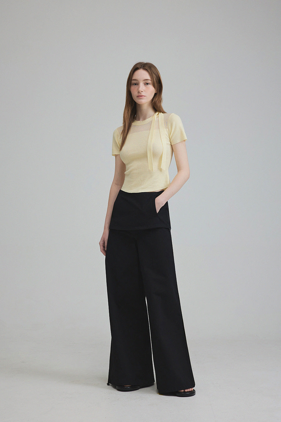 Mellive Sheer Contrast Slim Half Knit
