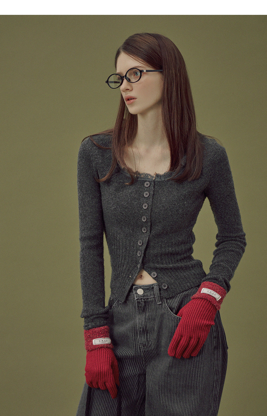 Beylin Lace-Accent Wool Knit Cardigan