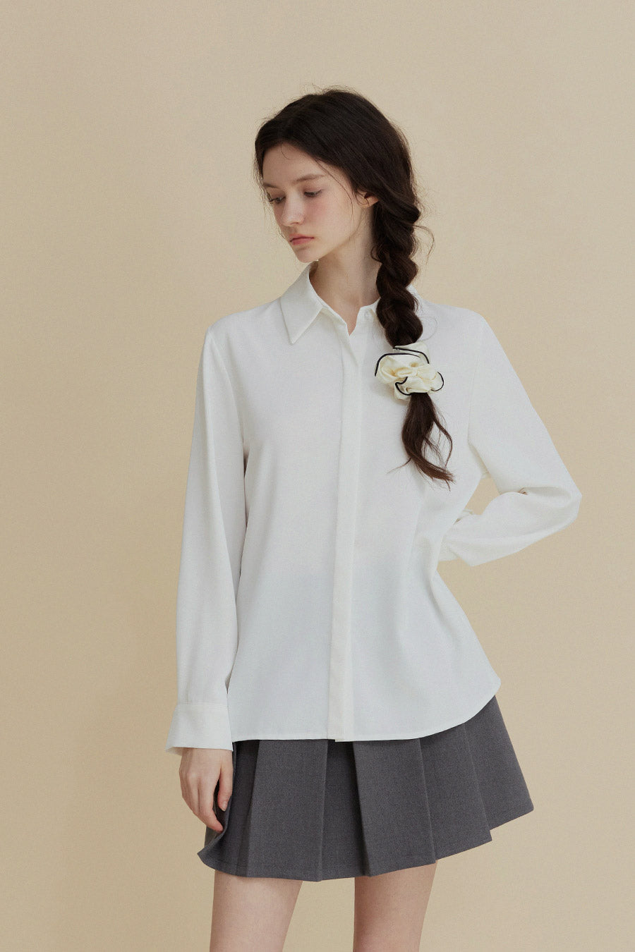 Jane Big Cara Solid Hidden Blouse Shirt