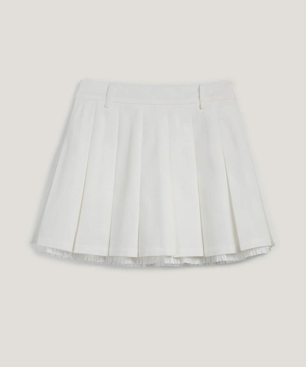 Even Ruffle Pleated Mini Skirt