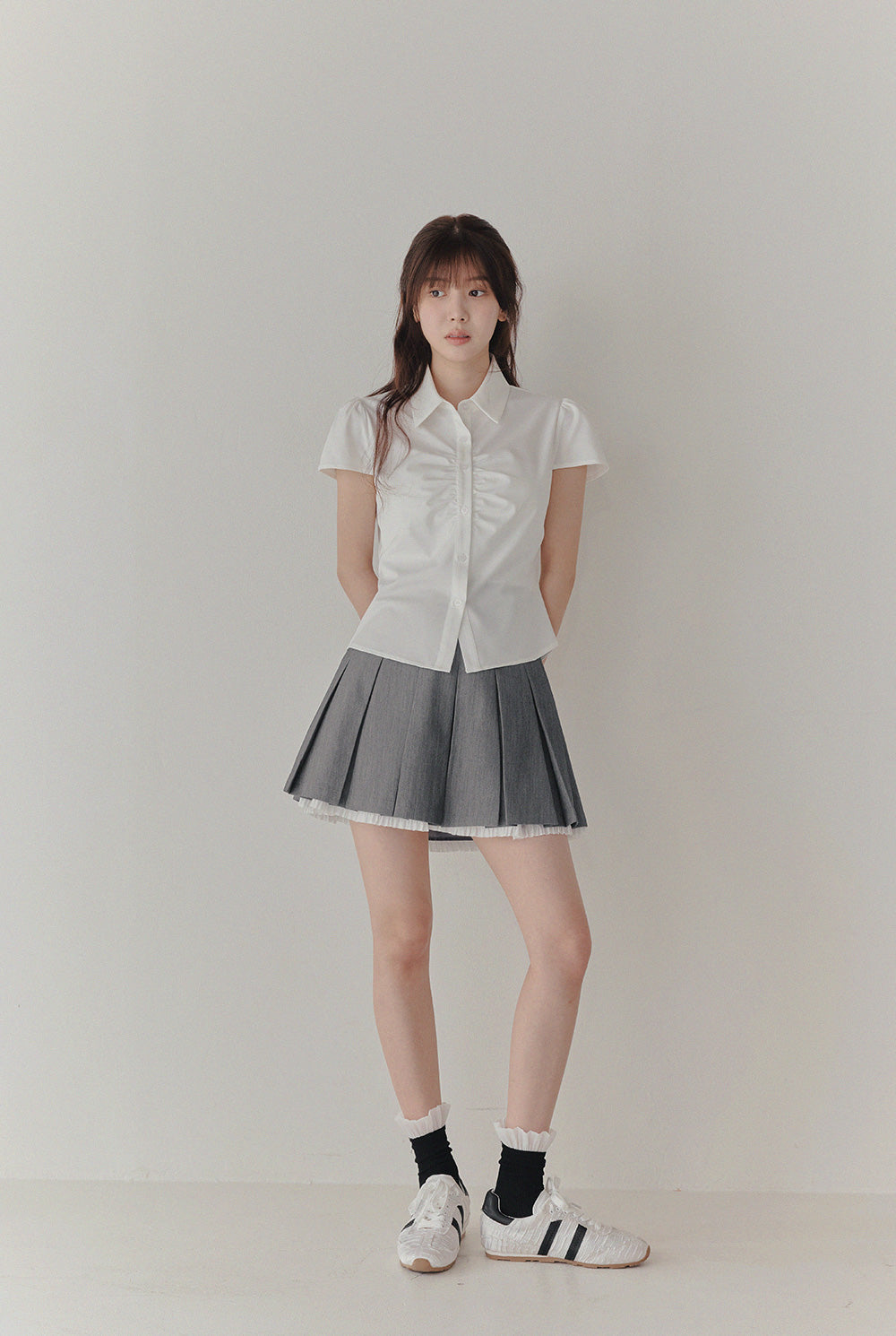 Even Ruffle Pleated Mini Skirt