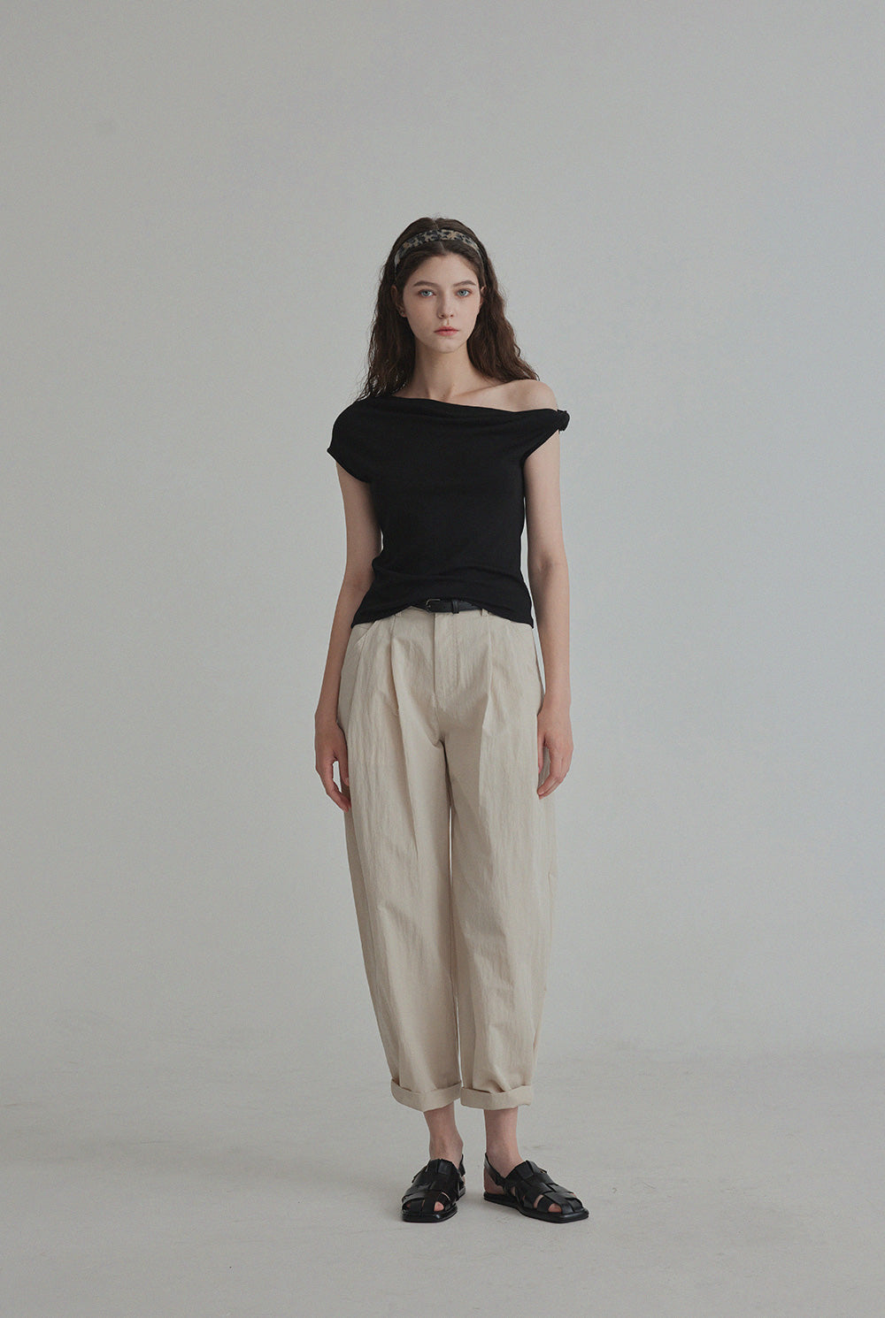 Mete Twisted Asymmetrical Off-Shoulder T-Shirt