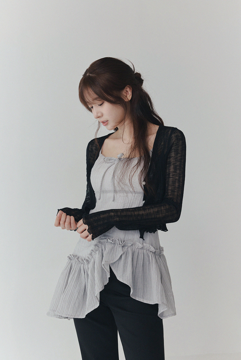 Ledel Asymmetric Ruffle Sleeveless Blouse