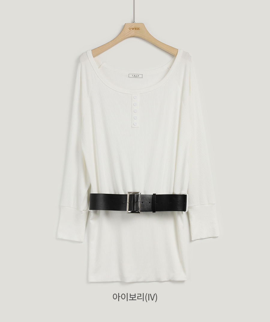 Bain Asymmetrical Shoulder Big Belt T-Shirt