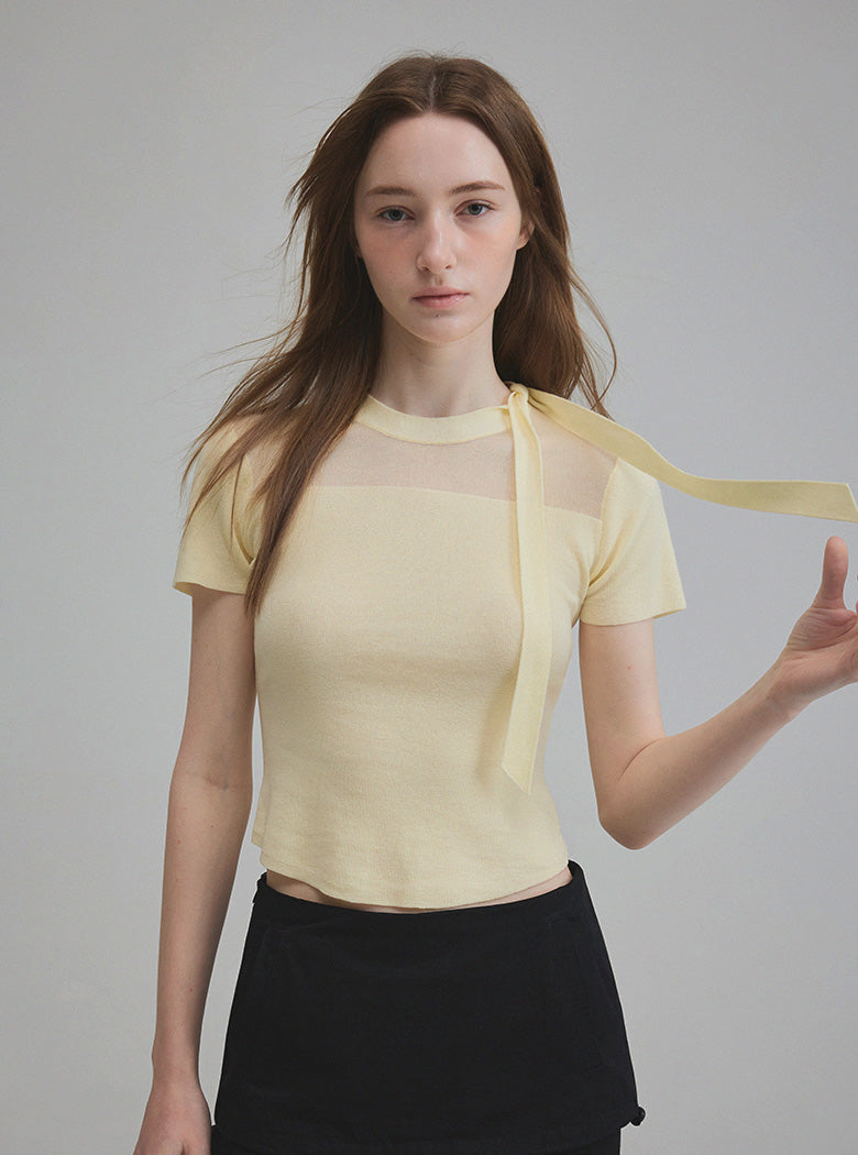 Mellive Sheer Contrast Slim Half Knit