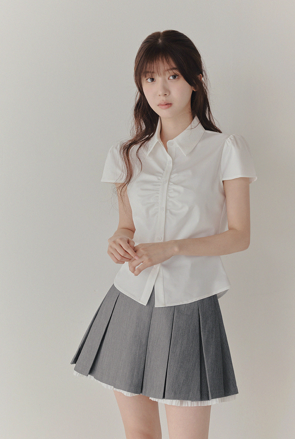Even Ruffle Pleated Mini Skirt