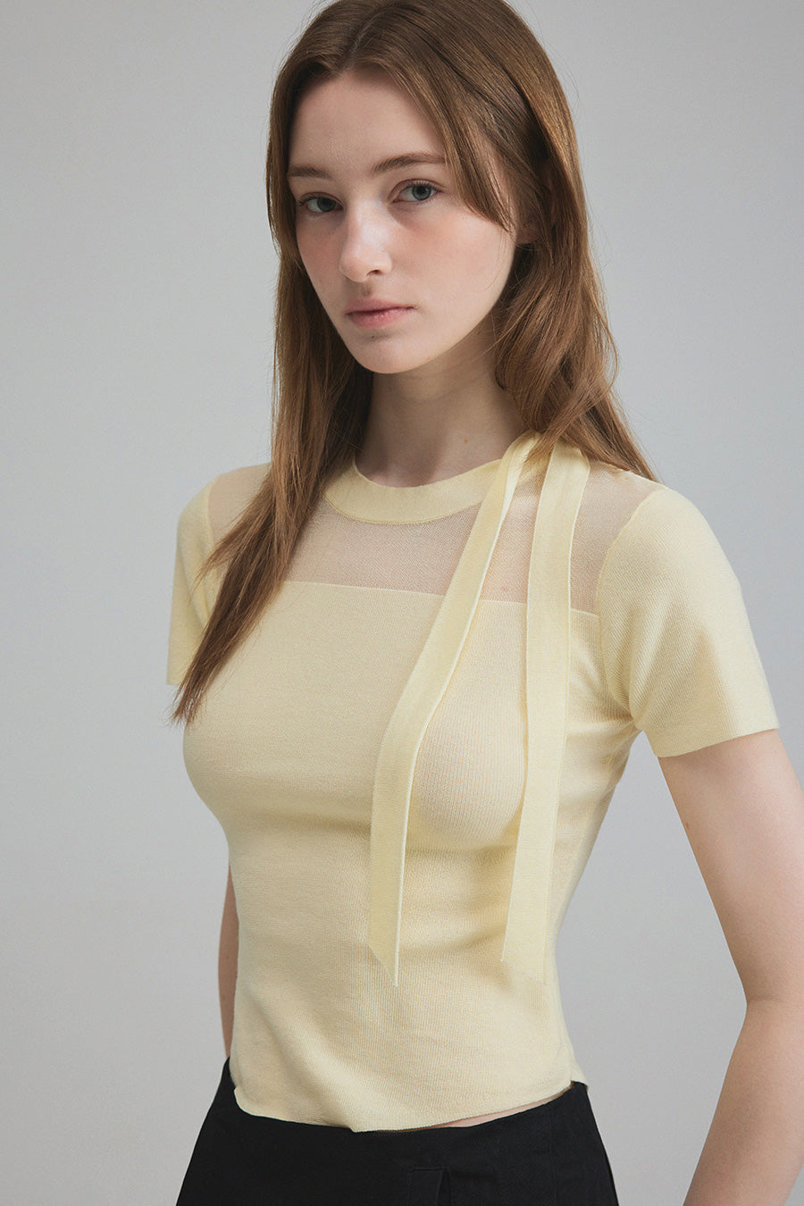 Mellive Sheer Contrast Slim Half Knit