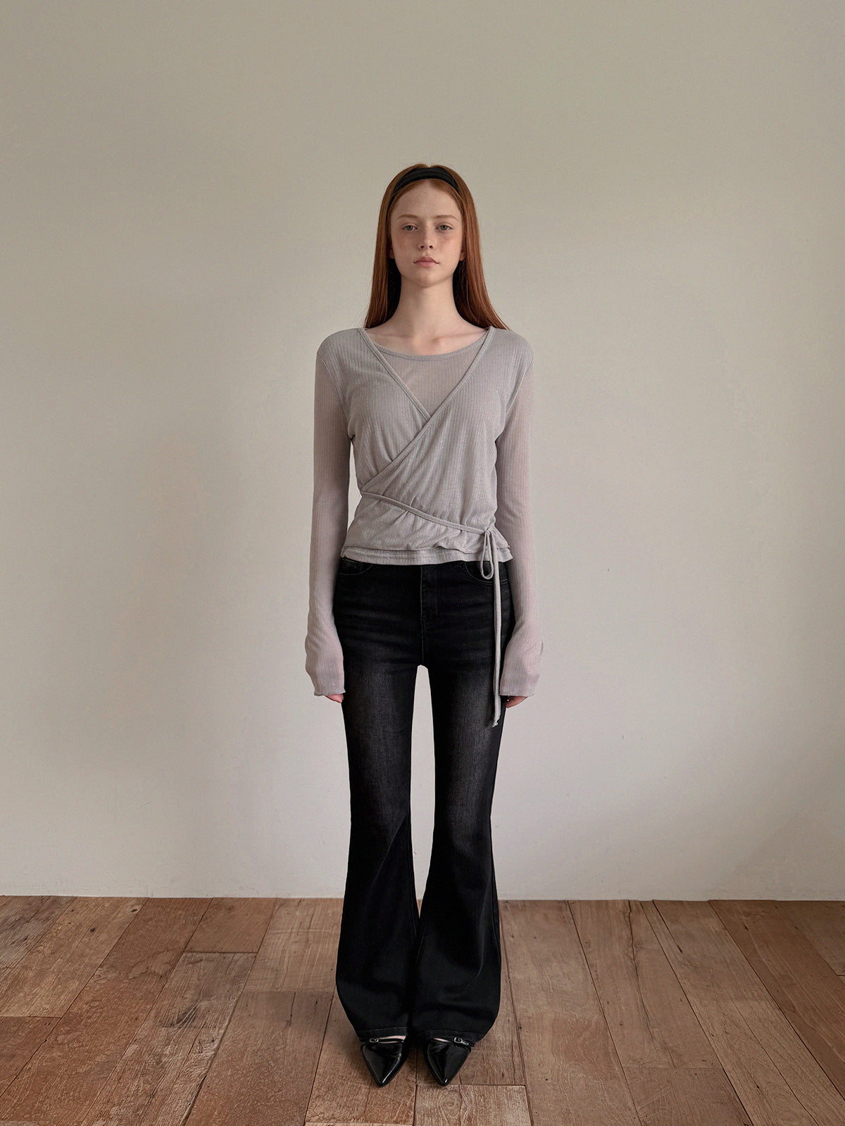 Eren Layered Wrap Long Sleeve T-Shirt