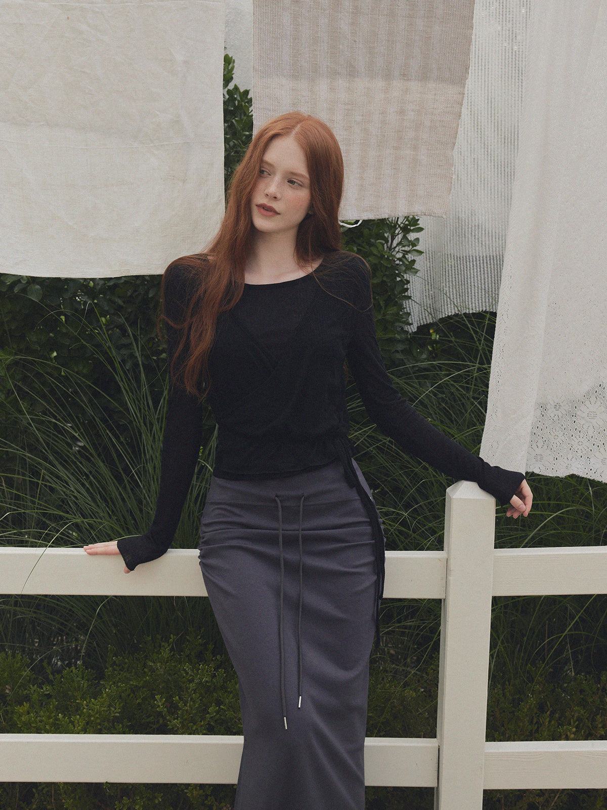 Eren Layered Wrap Long Sleeve T-Shirt