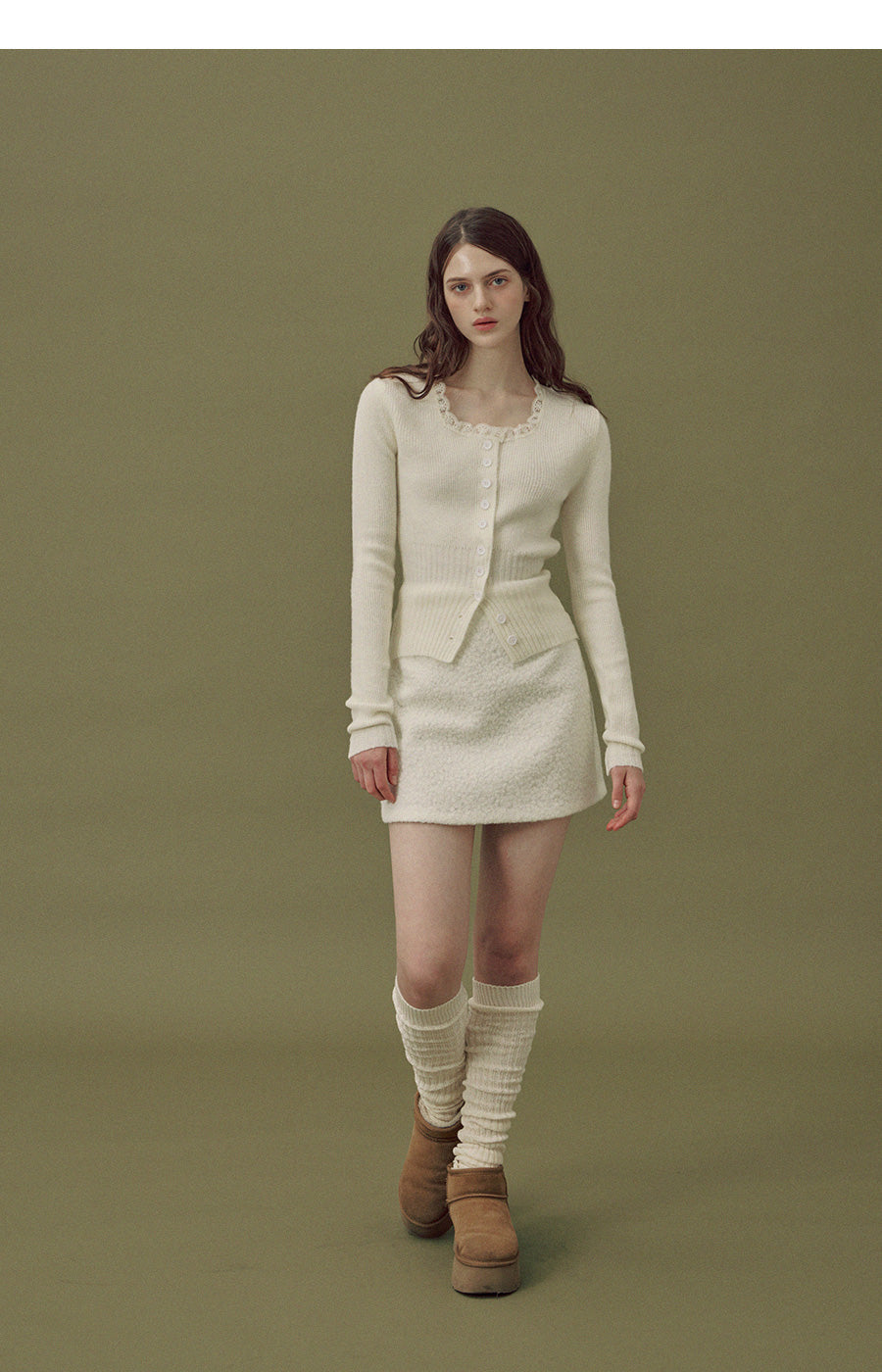 Beylin Lace-Accent Wool Knit Cardigan