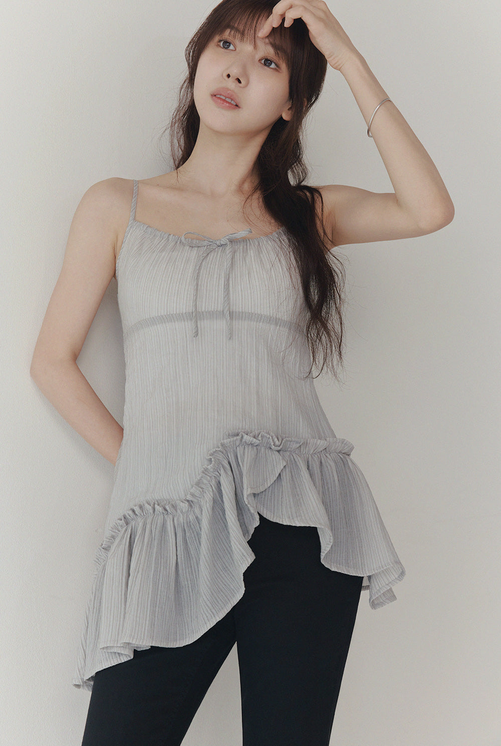 Ledel Asymmetric Ruffle Sleeveless Blouse