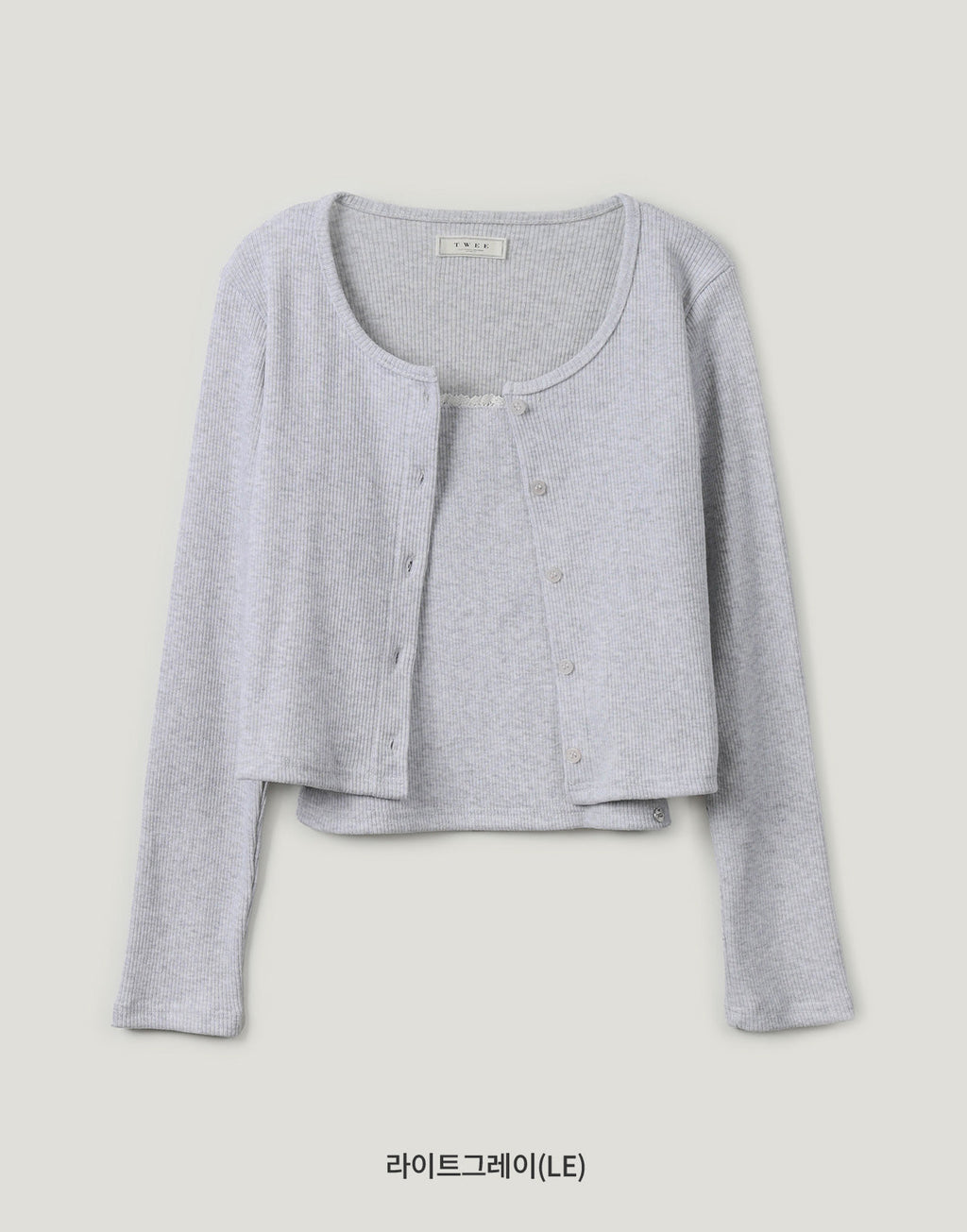 [TWEE] Bellit Lace Sleeveless Top & Cardigan Set-5