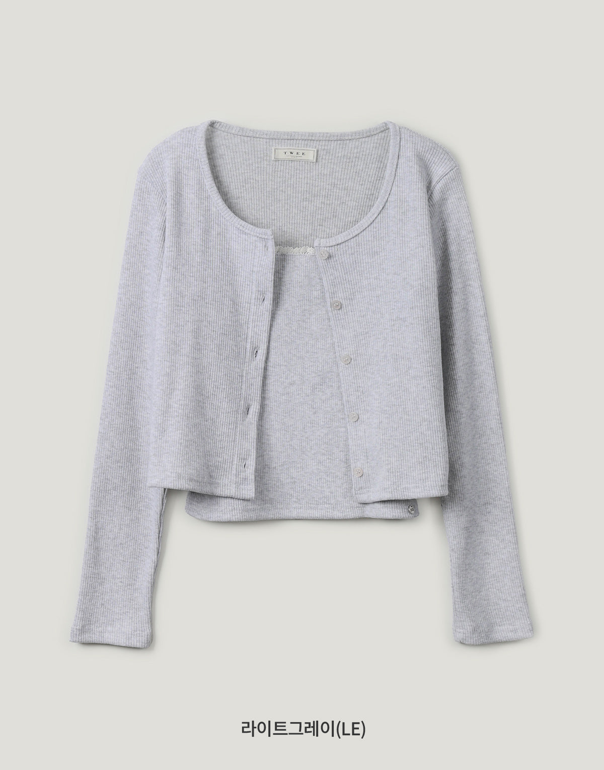 [TWEE] Bellit Lace Sleeveless Top & Cardigan Set-5