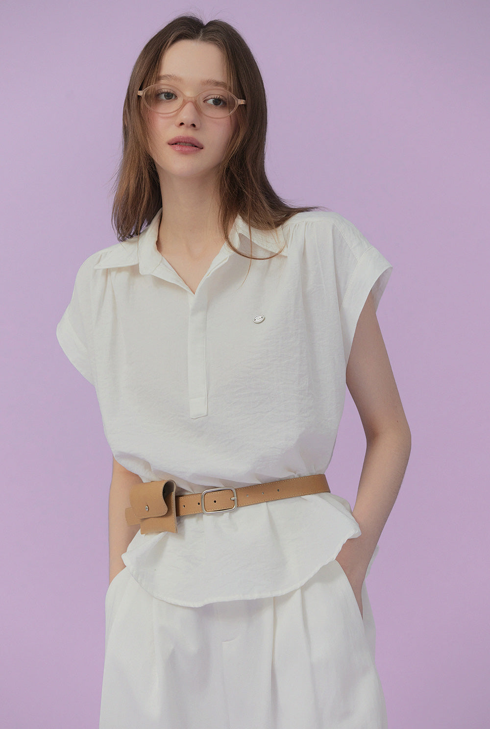 Unt Pin-Tuck Collar Overfit Shirt