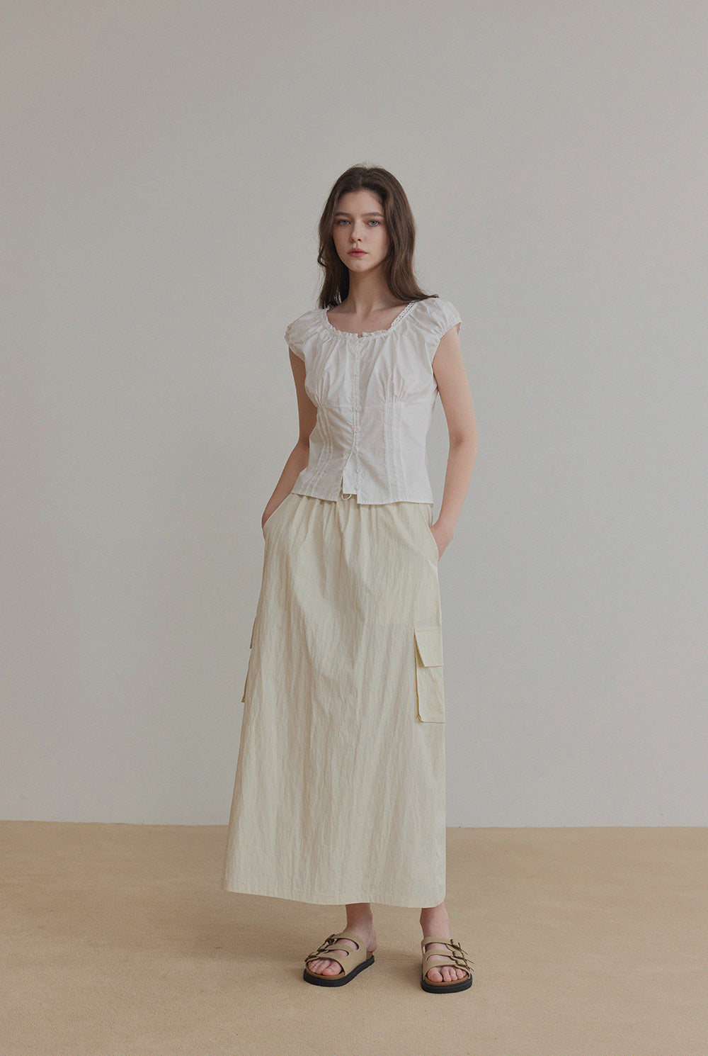 Slan Lace Pintuck Button Blouse