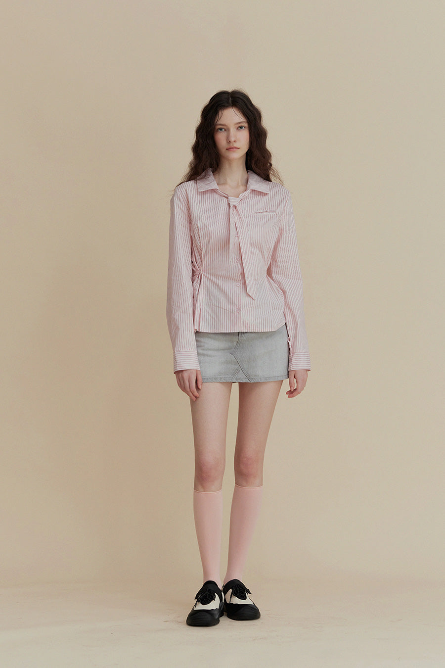 Yuri Gangnum Varnish Tie Stripe Shirt
